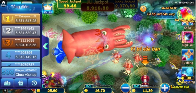 Jackpot Fishing là tựa game đặc biệt với cơ hội trúng jackpot cao