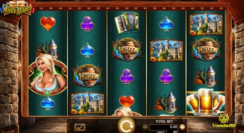 Game slot Bier Haus có thiết kế 5 cuộn và 4 dòng quen thuộc