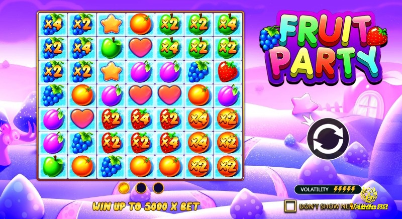 Game Fruit Party là một trò chơi slot với cơ cấu lưới 7x7