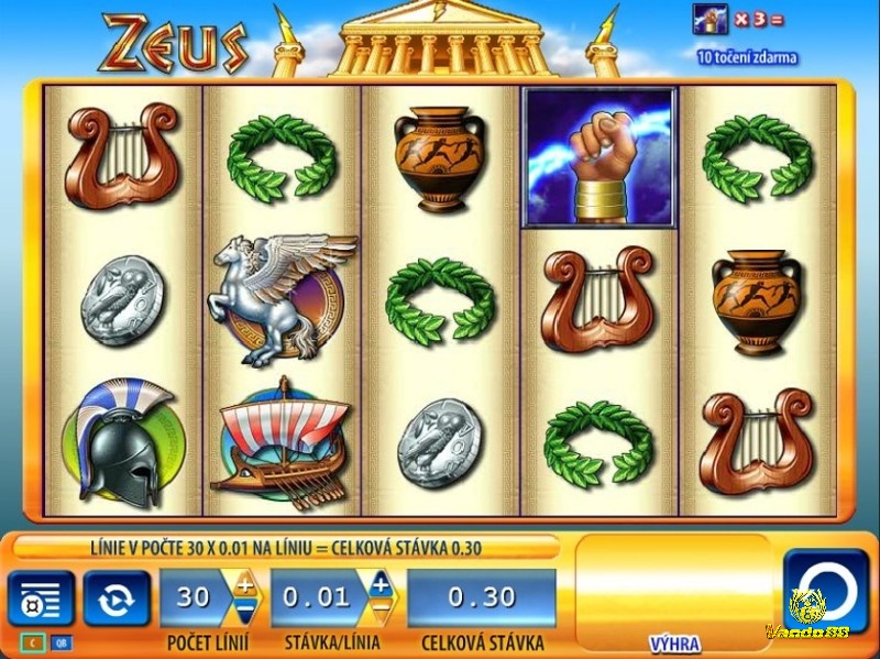 Game Zeus sở hữu 5 cuộn quay và tối đa 30 dòng thanh toán